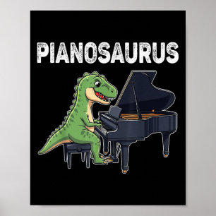 Affiche Pianosaurus Dinosaure Drôle Jouer Piano Kids Musi