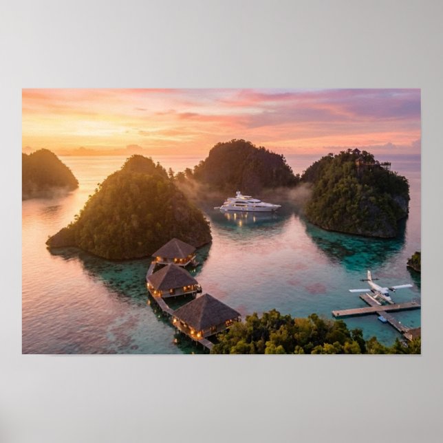 Affiche Piaynemo Sunrise Raja Ampat Tropical Island Art (Devant)