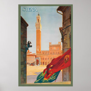 Affiche Piazza del Campo Sienne Toscane Italie Vintage