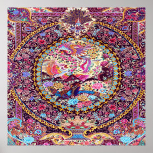 Affiche Pic de fleurs florales bleu or violet