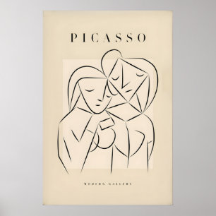 Affiche Picasso Abstrait Couple Amants Étreinte Art Linéai