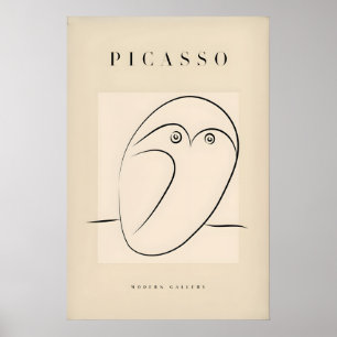 Affiche Picasso Abstrait Hibou Ligne d'Art Minimaliste Ois