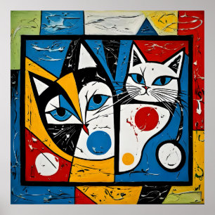 Affiche Picasso, Chat, Famille, Kitzch, Art, Whiskers, Col