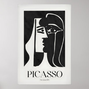 Affiche Picasso Le Baiser979 Noir Blanc Abstrait Profil