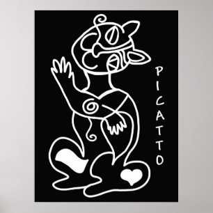 Affiche Picatto blanc sur noir