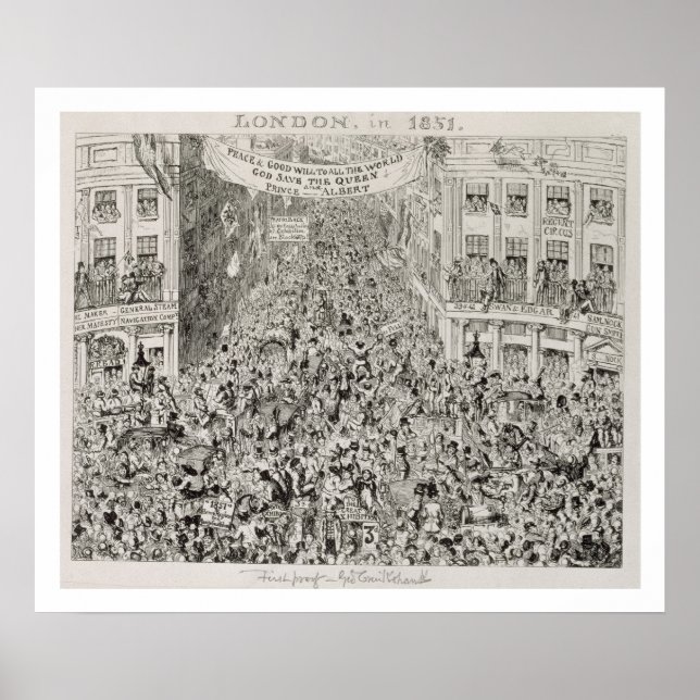 Affiche Piccadilly pendant la Grande Exposition, 1851 (Devant)