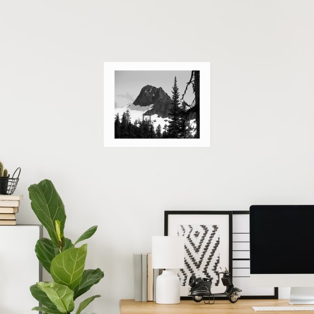 Affiche Pichet de montagne des North Cascades noir et blan (Bureau à domicile)