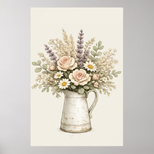 Affiche Pichet Floral Rustique