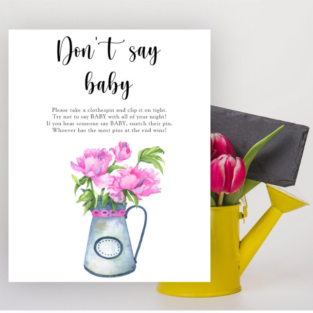 Affiche Pichets de fleurs Baby shower - N' dites pas bébé  (Créateur téléchargé)