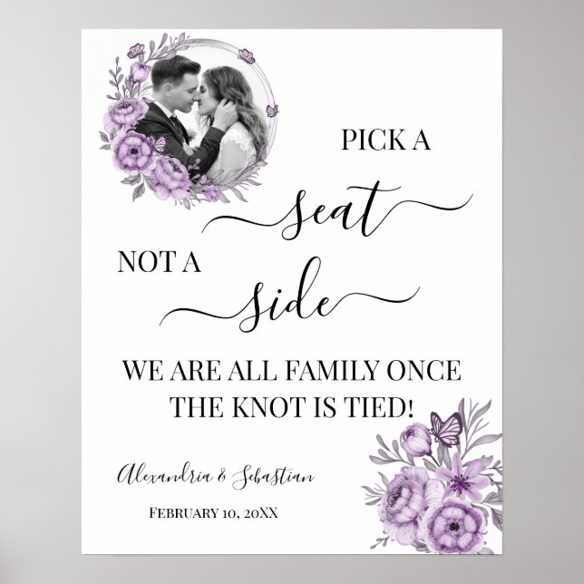 Affiche Pick Photo Pick A Seat Not a side Mariage Sign (Devant)