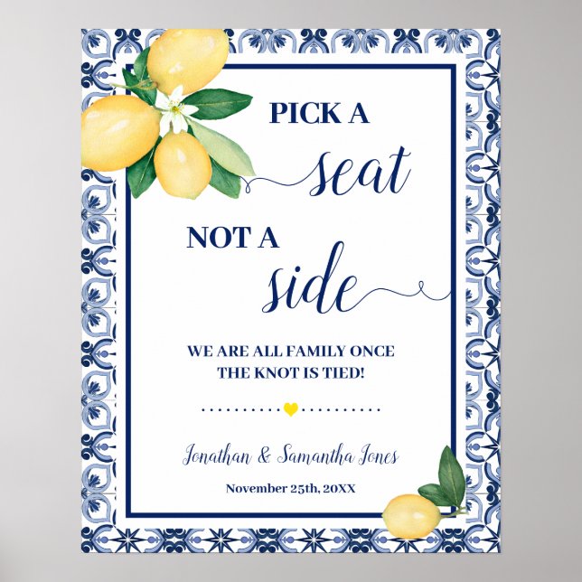 Affiche Pick Seat not Side Wedding Ceremony Mediterranean (Devant)