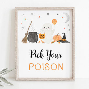 Affiche Pick Your Poison Ghost Halloween Boissons Signer