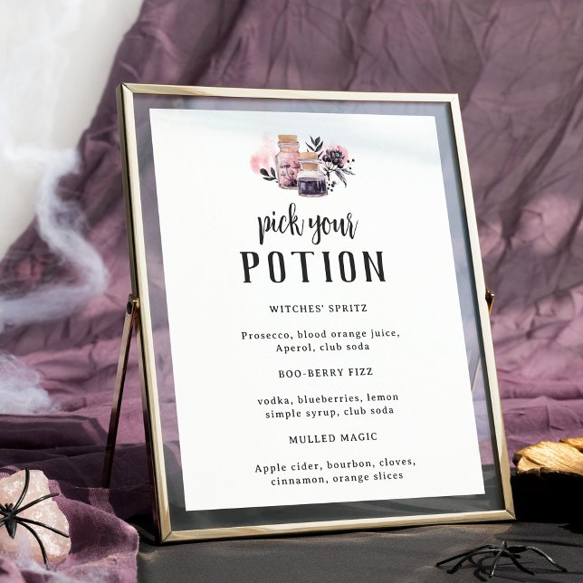Affiche Pick Your Potion Halloween Baby Shower Drink Sign (Créateur téléchargé)