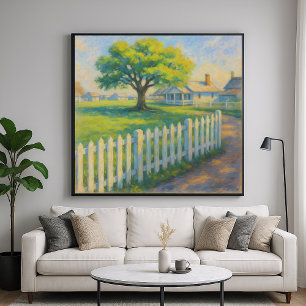 Affiche Picket Tree - Pastel Peinture Style Paysage Art