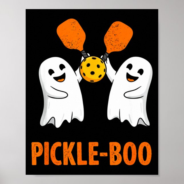 Affiche Pickle-boo fantôme drôle d'Halloween pickleball  (Devant)