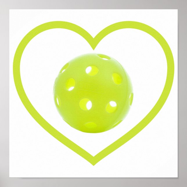 Affiche pickleball amour boule de cornichon jaune (Devant)
