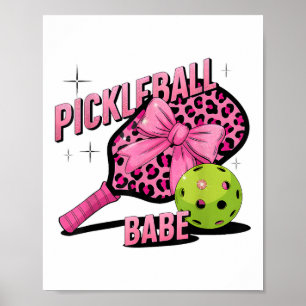 Affiche Pickleball Babe Pink Leopard Style Rétro Pour Le S