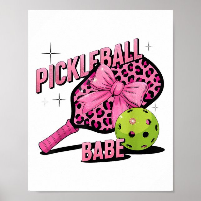 Affiche Pickleball Babe Pink Leopard Style Rétro Pour Le S (Devant)