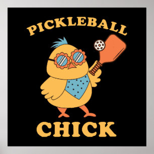 Affiche Pickleball Chick - rétro