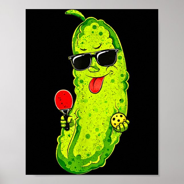 Affiche Pickleball cornichon avec lunettes de soleil, raqu (Devant)