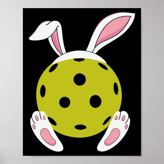 Affiche Pickleball Eas de chasse aux oeufs de Pâques Bunny (Devant)