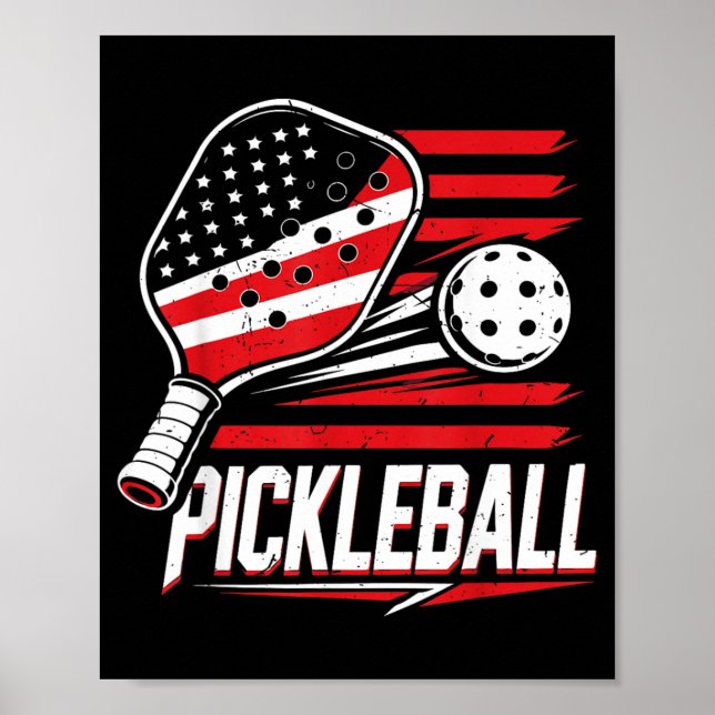 Affiche Pickleball féminin 4 juillet Drapeau américain (Devant)