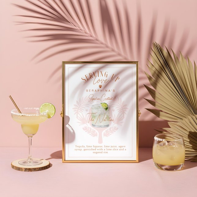 Affiche Pickleball Fête des mariées Aquarelle Cocktail Boi (Pickleball Bridal Shower Watercolor Cocktail Drink Poster)