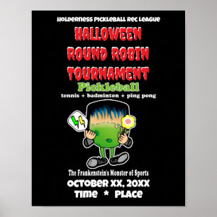 Affiche Pickleball Halloween Party Frankenstein's Monster