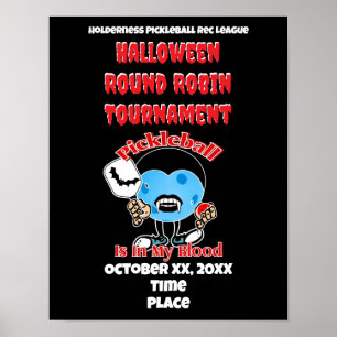 Affiche Pickleball Halloween Party Round Robin Vampire