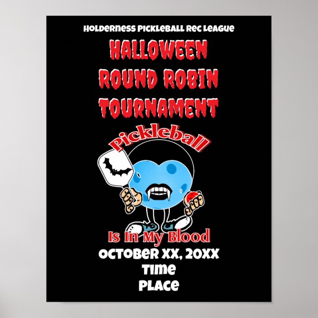 Affiche Pickleball Halloween Party Round Robin Vampire (Devant)