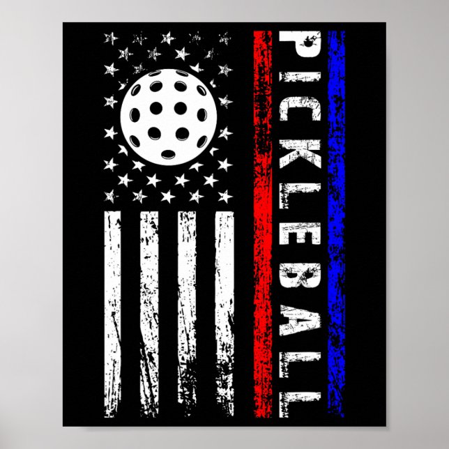Affiche Pickleball Lovers 4th Of July American Flag Pickle (Devant)