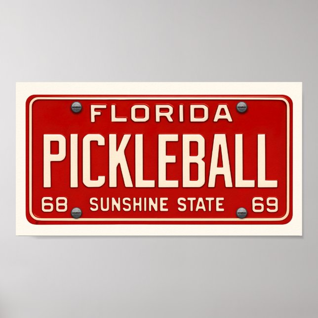 Affiche Pickleball Player Art Retro Florida License Plate (Devant)