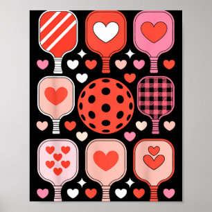 Affiche Pickleball Saint-Valentin drôle cœur paddleball