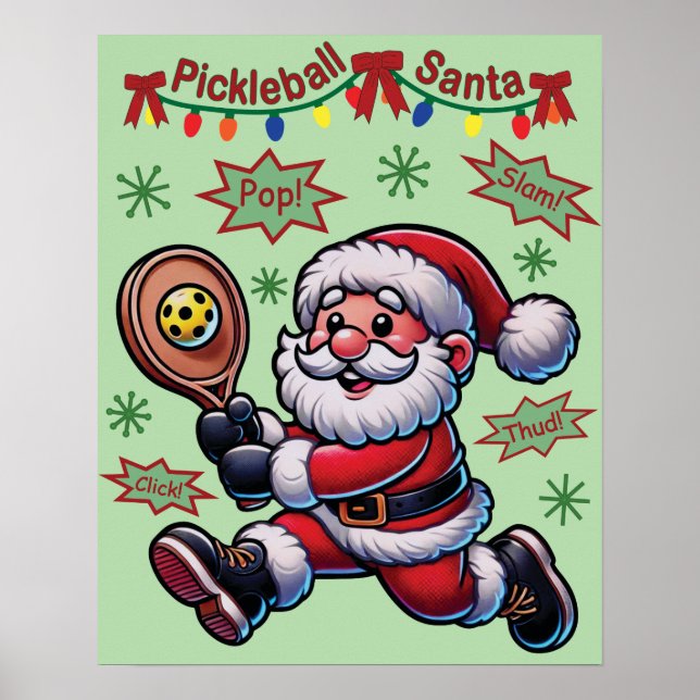 Affiche Pickleball Santa Claus Christmas (Devant)