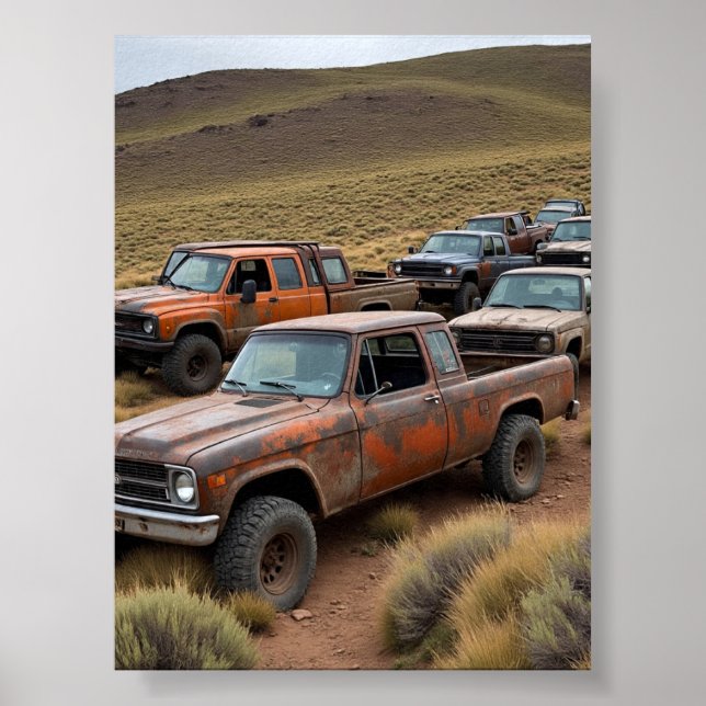 Affiche Pickup vintage en tête de la course (Devant)