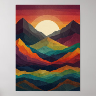 Affiche Pics de lever de soleil abstrait