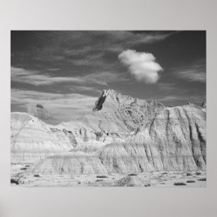 Affiche Pics noirs et blancs en dentelle dans les Badlands
