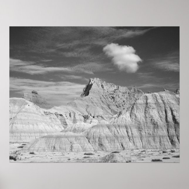 Affiche Pics noirs et blancs en dentelle dans les Badlands (Devant)