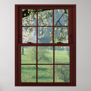 Affiche Picture Window Landscape - Cherry Blossoms
