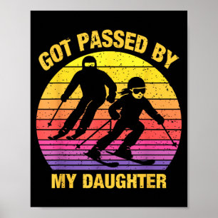 Affiche Pié par ma fille, famille de ski drôle