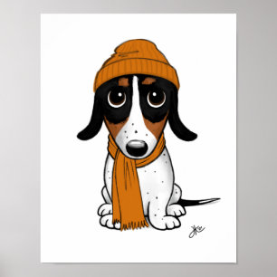 Affiche Piebald Dachshund, un joli dessin avec Beanie