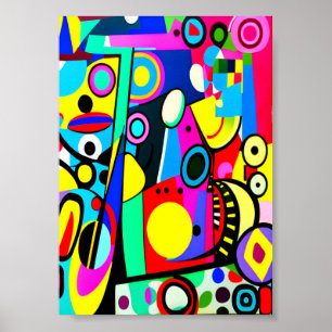Affiche Pièce D'Art Abstraite Aux Couleurs Téméraires Disp