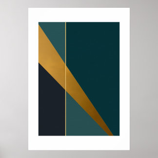 Affiche Pièce d'art moderne Turquoise foncé avec éléments 