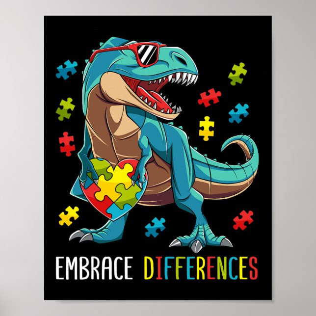 Affiche Pièce de puzzle de dinosaure Sensibilisation à l'a (Devant)