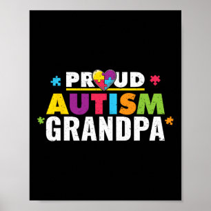 Affiche Pièce de puzzle de grand-père Autisme Fière