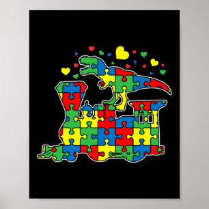 Affiche Pièce de puzzle de train à cheval de dinosaure Sen