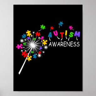 Affiche Pièce de puzzle pissenlit sensibilisation à l'auti