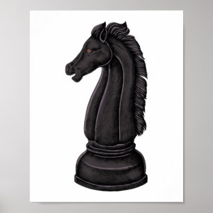 Affiche Pièce d'échecs noire vintage