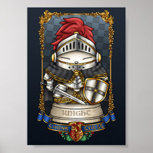 Affiche Pièce du chat royal d'échecs chevalier