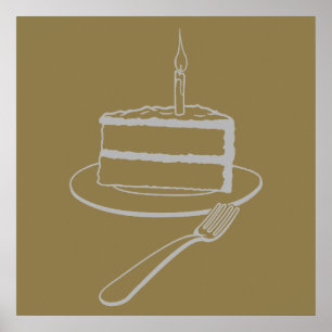 Affiche Pièce Exquise de Conception de Gâteau, Anniversair